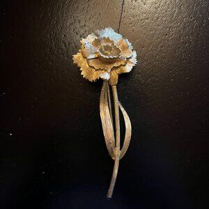 Vintage Gold Tone Flower Carnation Brooch BSK